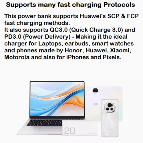 Honor Joway 20000mAh PD Power Bank 65W 66W Portable Phone Laptop Battery Charger - Picture 4 of 9