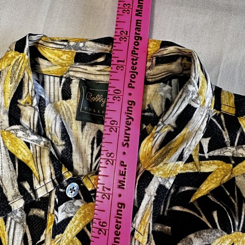 Bobby Jones Colleceion Polo XL Black Yellow Leafy Print Cotton Shirt Italy - Picture 4 of 8