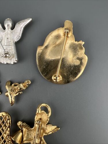 Vintage Angel Brooch Lot of 13 Cherubs Heavenly Some Signed Mixed Materials - Picture 19 of 24