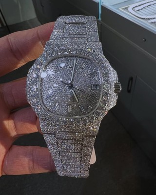 Ice Out Hip Hop VVS Quality Moissanite Diamond Watch Passing Diamond Tester .