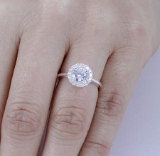 .925 Sterling Silver Round Halo Cz Wedding Band Engagement Ring Size 3-15 SE2838