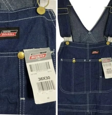 DICKIES BIB Overalls Denim Jean Utility Pocket 36x30 New W/Tags *FREE SHIP