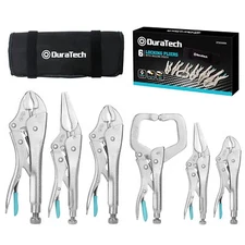 6-Piece CR-V Locking Pliers Set, 6-1/2”, 9-1/2” Long Nose Locking Pliers