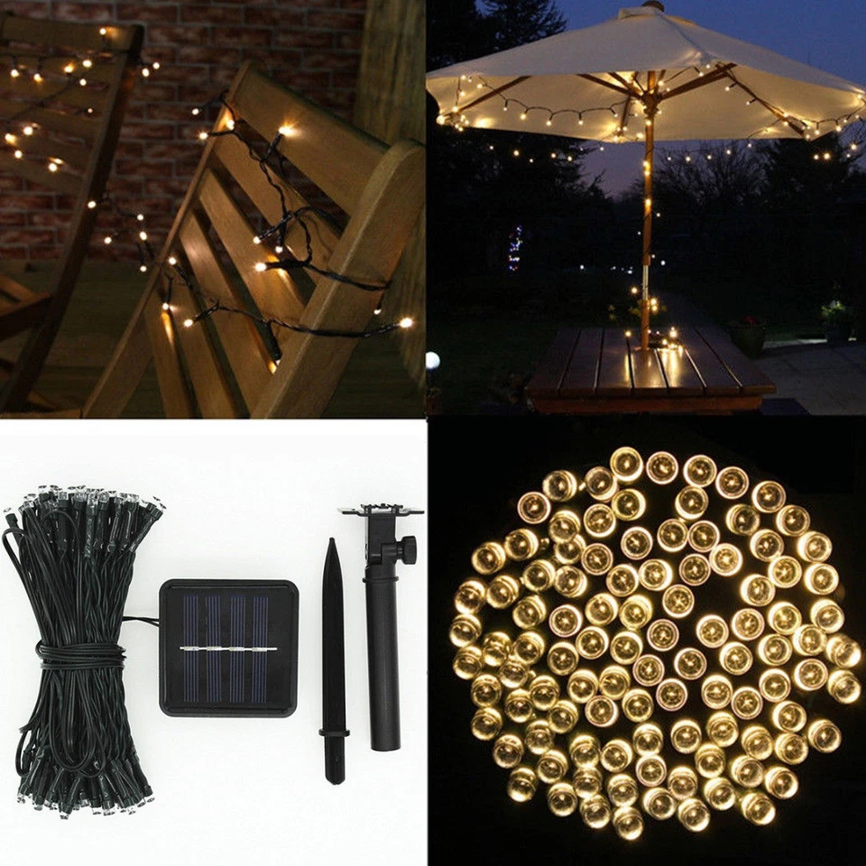 Christmas Solar String Lights Outdoor Xmas Lights 100-200 LED Garden Patio Party - Image 4 of 4