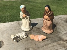 Vtg Nativity Scene 4 Pieces Christmas Christ Baby