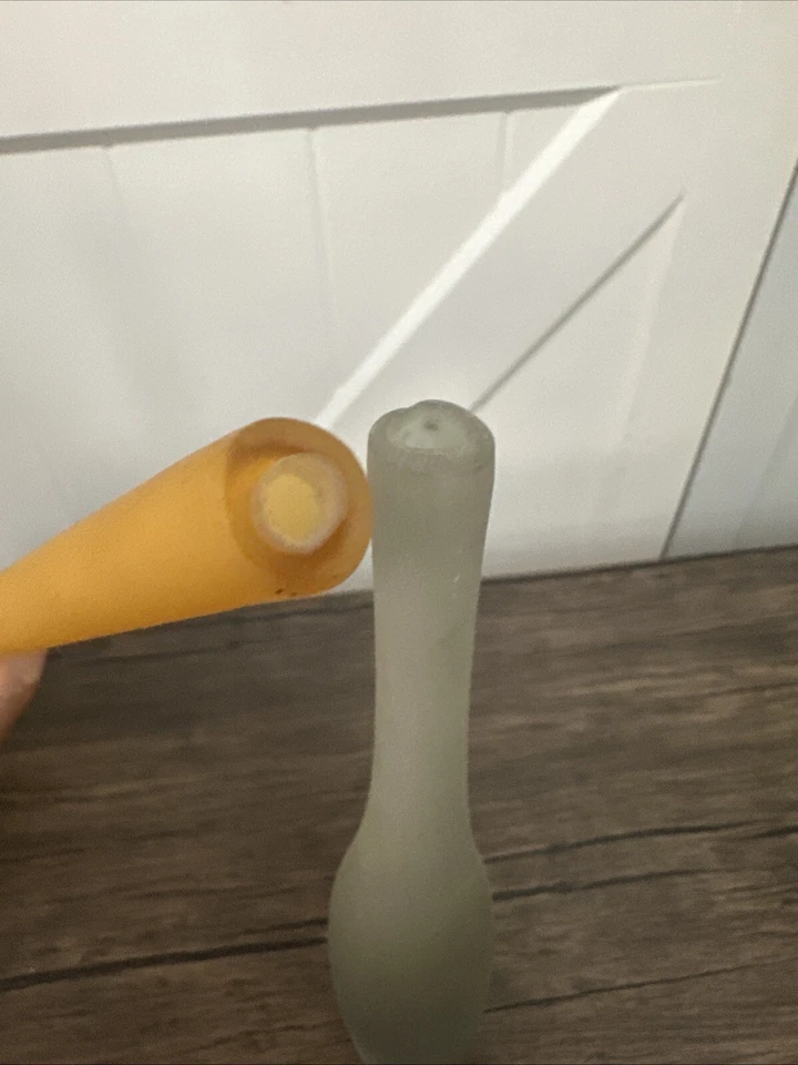 Juego de 2 jarrones gris naranja colección botellas aguja sopladas a mano de vidrio artístico Foto 4 de 4