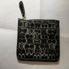 COACH Black Skinny Key Ring Credit Card Wallet ID / Coin Holder  NEW