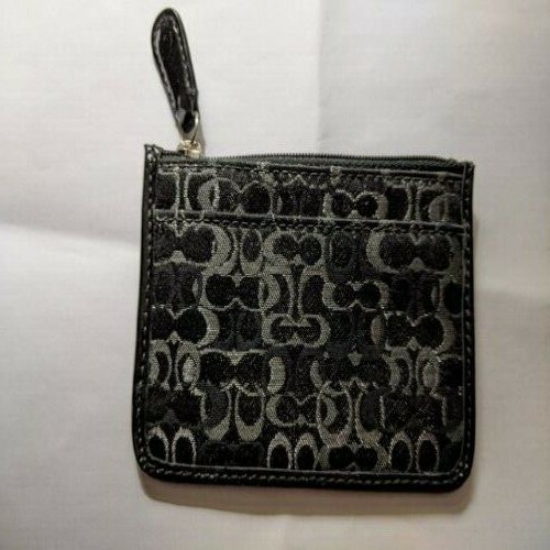 COACH Black Skinny Key Ring Credit Card Wallet ID / Coin Holder NEW eBay