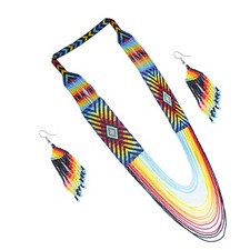 Handmade Colorful Seed Bead Necklace  Earrings Set - Boho Chic Beaded Jewelry