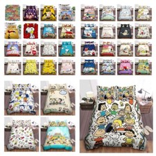 Peanuts Bettwäsche-Sets weicher Bettbezug Comic Schlafzimmer Dekor S/D/Q/K Snoopy Bettset