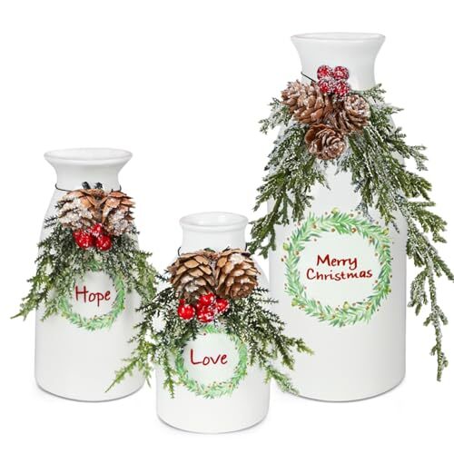 Ceramic Vases Christmas Decorations Set for Indoor Home Decor - Farmhouse - Picture 2 of 8