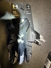 Under Armour Men's UA F8 Football Gloves Size XL Black Metallic Silver