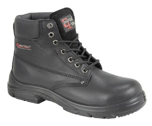 Coupe Large Sécurité Bottes Grafters M9503 Hommes Eeee Cuir Embout Coqué Acier - Photo 1/5