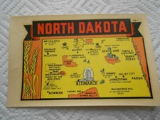 Autocollant bagage de voyage vintage Lindgren Turner Dakota du Nord dans sa pochette d'origine