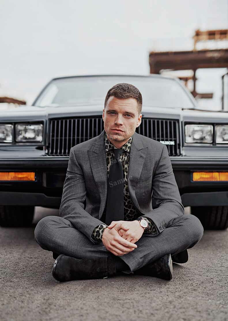 Celebrity Photos Poster Sebastian Stan Hot sit crossed legs with