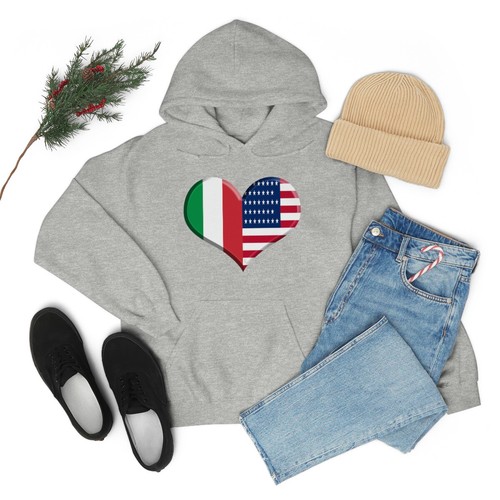 Italian American Flag Hoodie Heart Top Italy Pride USA Flag American Pride - Picture 27 of 28