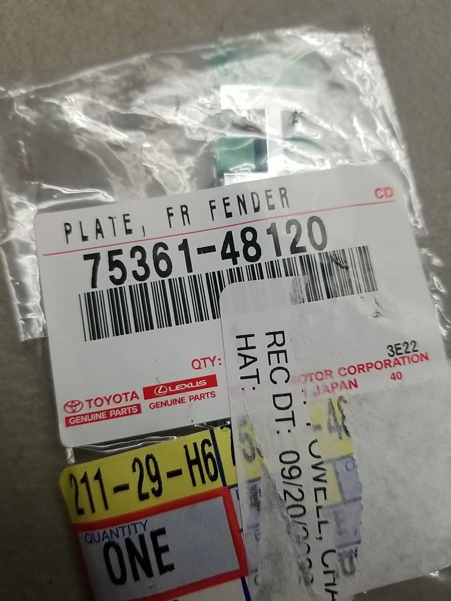 Genuine Toyota OE Plate, Fr Fender Nam 75361-48120 | eBay