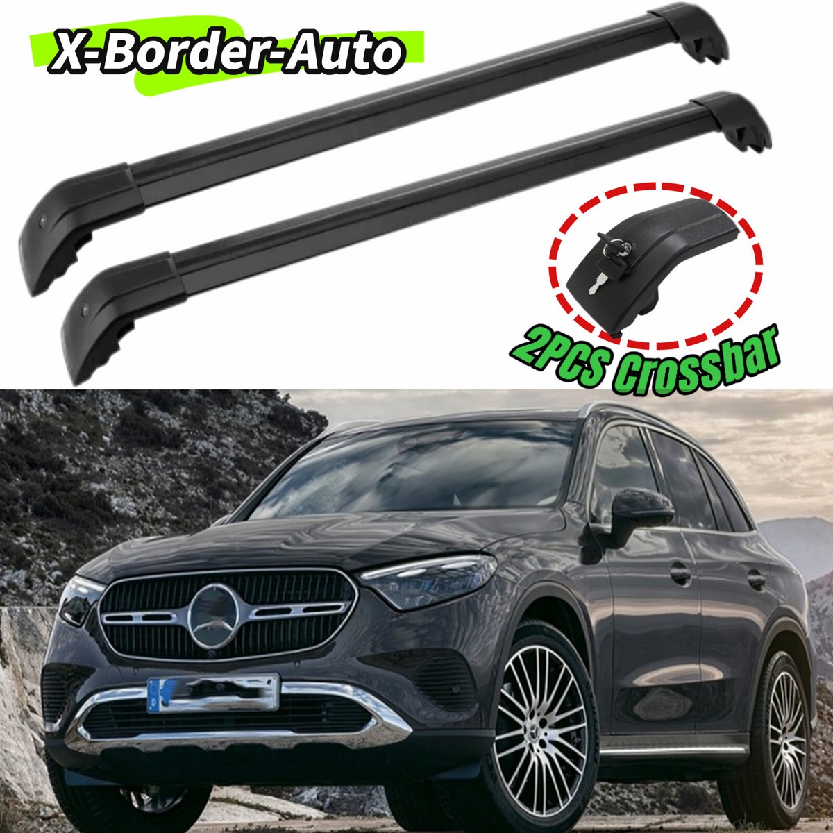 2PCS Cross Bar For Mercedes Benz GLC 2023 2024 Roof Rack Cargo Bars Luggage  Bars