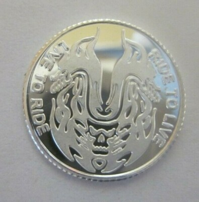 #ad #ad SKULL HANDLEBAR MOTORCYCLE 1 GRAM .999 SILVER ROUND COIN HARLEY STURGIS GOLDWING $4.49