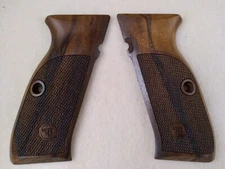 CZ 75 Shadow 2 Fine English Walnut Checkered/Logo Pistol Grips NEW! U3