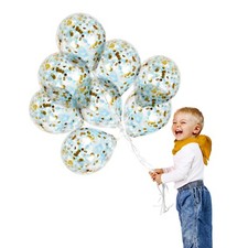Clearance 12 Inch Blue Gold Confetti Balloons 24 Pack Party Balloons