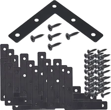 20pcs Black L Flat Shape Braces Corner Bracket, 80x80 mm Decorative Corner Brac