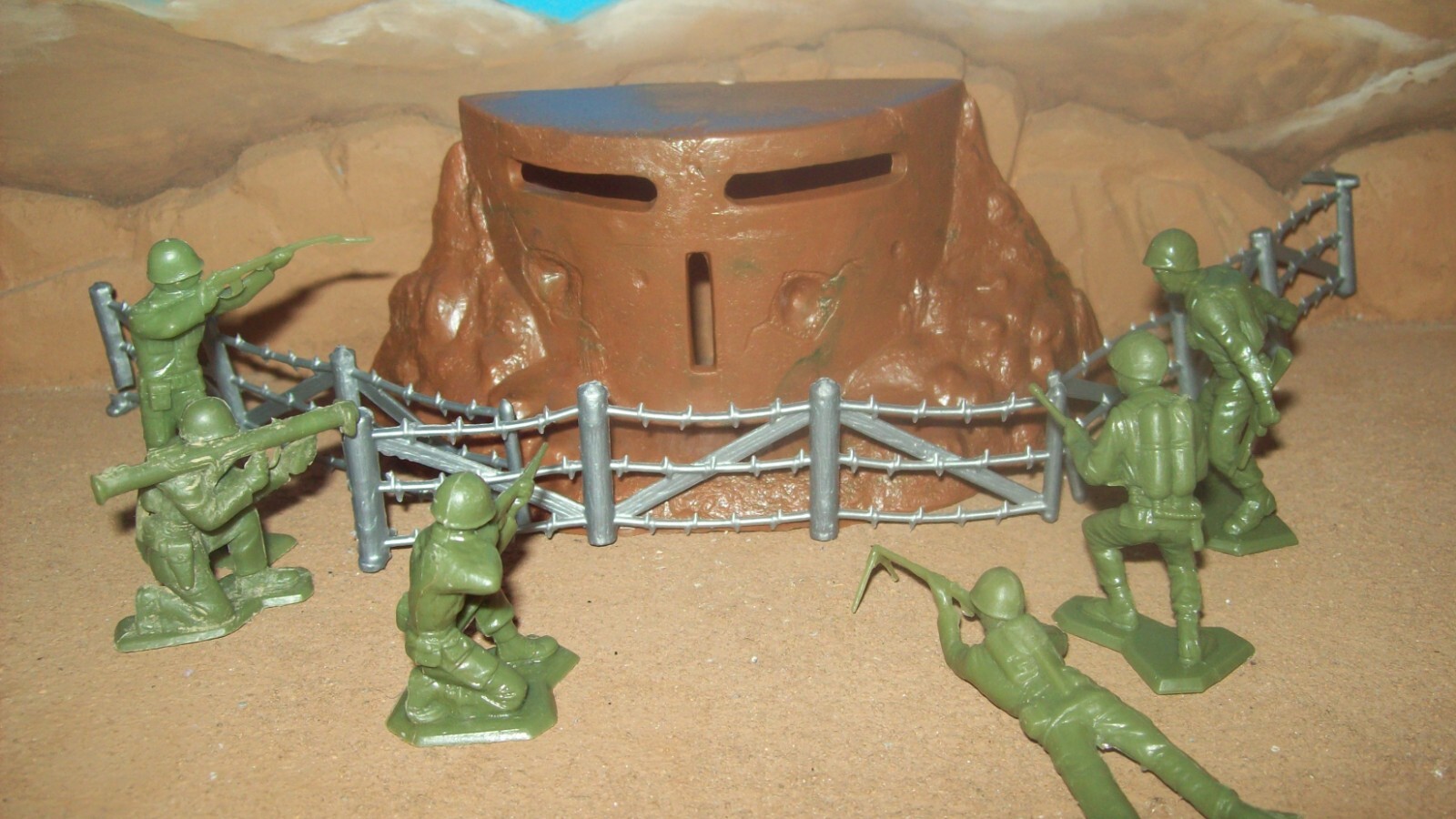 Lot of eght original, vintage Marx WW2 " Battleground " playsets