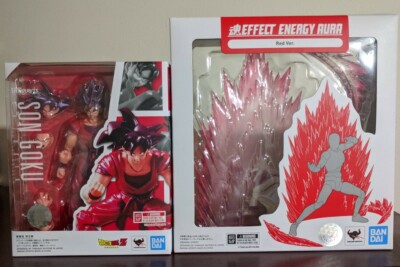 Bandai S.H. Figuarts Goku Kaioken & Red Effect Energy Aura Set US SELLER!!