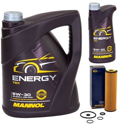 Motoröl Set MANNOL Energy 5W-30 6 Liter + Ölfilter für Mercedes C-Klasse CLK   