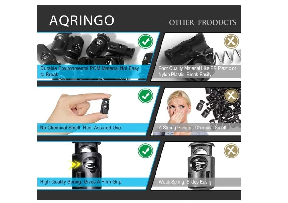 Paquete de 10 cerraduras de cable de plástico tapón de resorte de un solo orificio palanca mejorada negro nuevo Foto 3 de 4