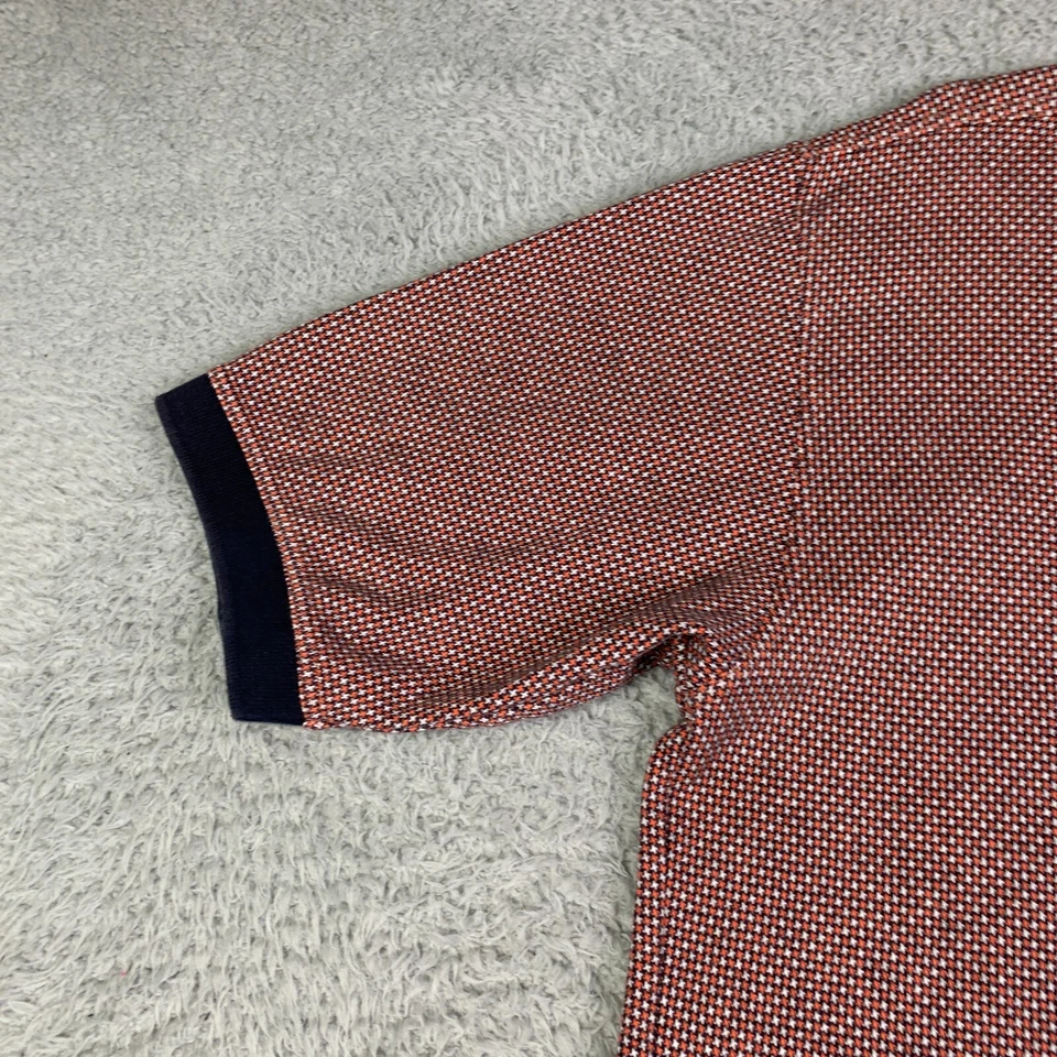 Повседневная мужская рубашка-поло Slazenger для взрослых большая оранжевая белая с геометрическим узором для гольфа - Изображение 3 из 4