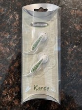 EarHugger Stereo Headphones iCandy Buds Earphones - NEW Green Emerald Bling