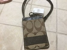NWT COACH Khaki/Mahogany Signature C Lanyard Badge ID Card Case Holder 61766