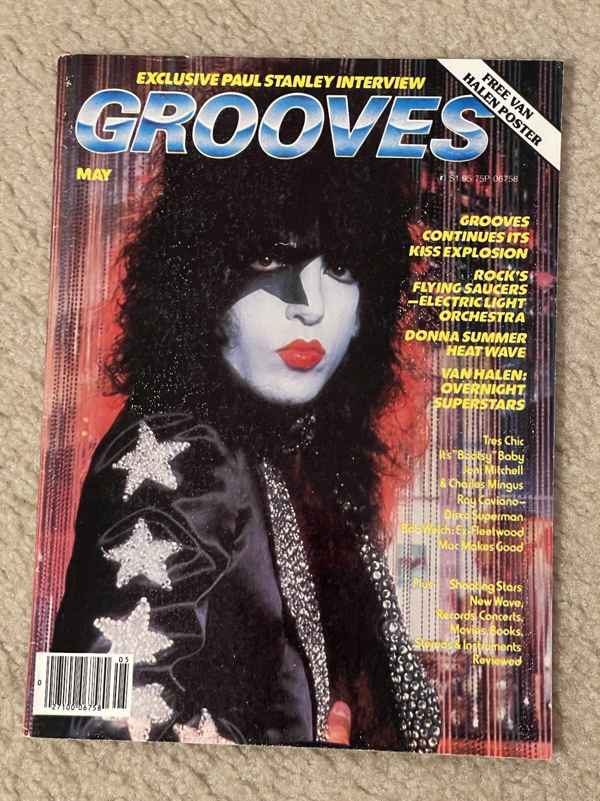 May 1979 Grooves Magazine Kiss Paul Stanley With Van Halen Poster Still