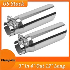 2pcs Universal Exhaust Tip 3 Inlet 4 Outlet 12 Long Stainless Steel Clamp-on 2pcs Universal Exhaust Tip 3 Inlet 4 Outlet 12 Long Stainless Steel Clamp-on