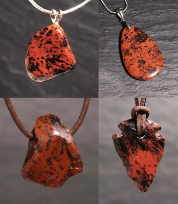 Unikat Edelstein Anhänger mit Mahagoniobsidian Obsidian für Ketten Steinschatz
