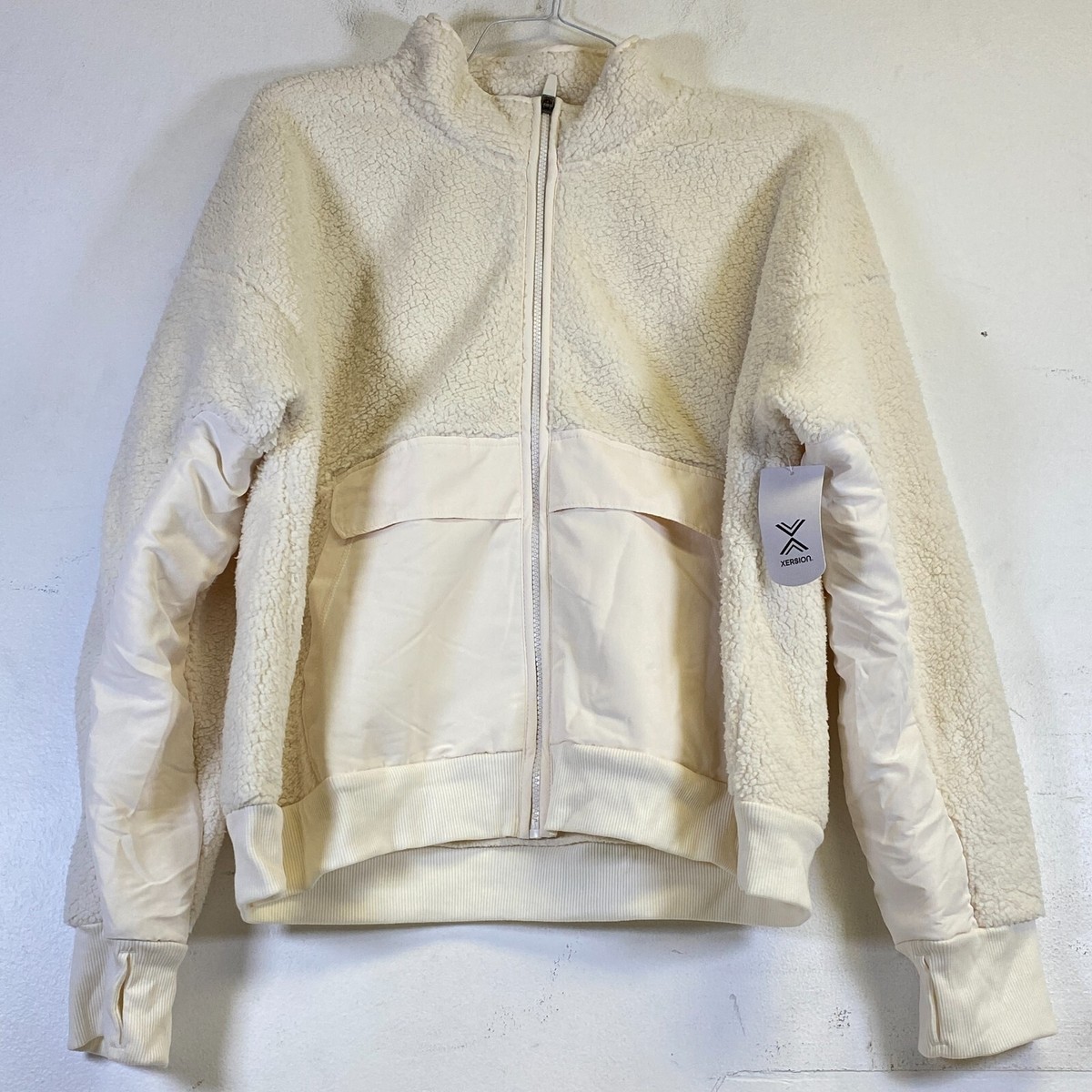 Xersion Full Zip Sherpa/Fleece Jacket Hoodless Faux Fur Size 2XL