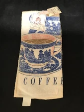 NWT Vintage BLUE WILLOW Tea or Dish Towel Coffee Cup Pattern Ring Holder Kay Dee