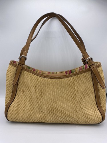 Fossil Hobo Bag, Purse Leather Woven Rattan Flower Key Charm - Picture 4 of 7