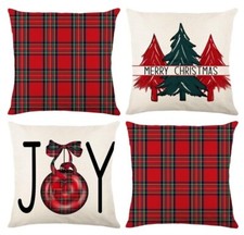 Christmas Pillow Covers 18x18 inch Set of 4 for Christmas Decorations Christmas
