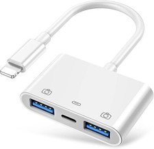 For iPhone to dual USB 3.0 Camera OTG Adapter with Charging Port for iPad