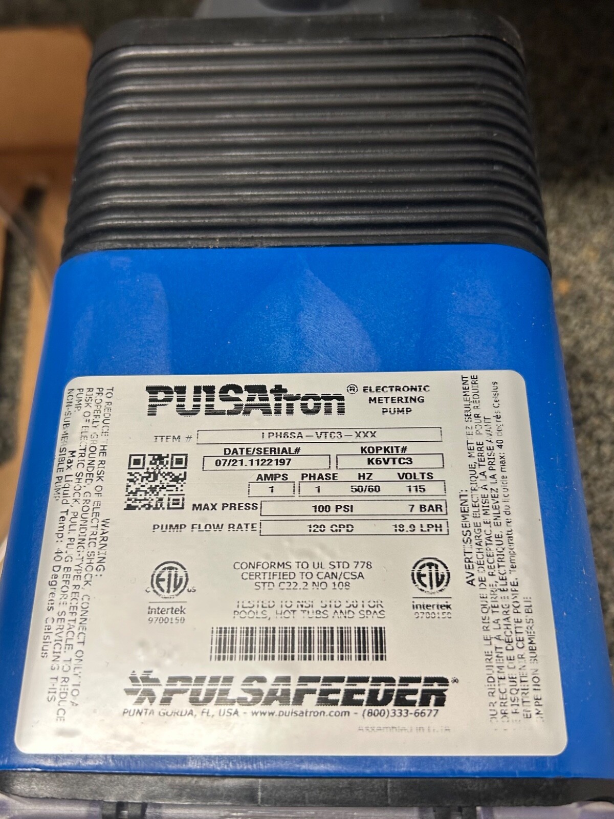 pulsatron metering pump LPH6SA-VTC3