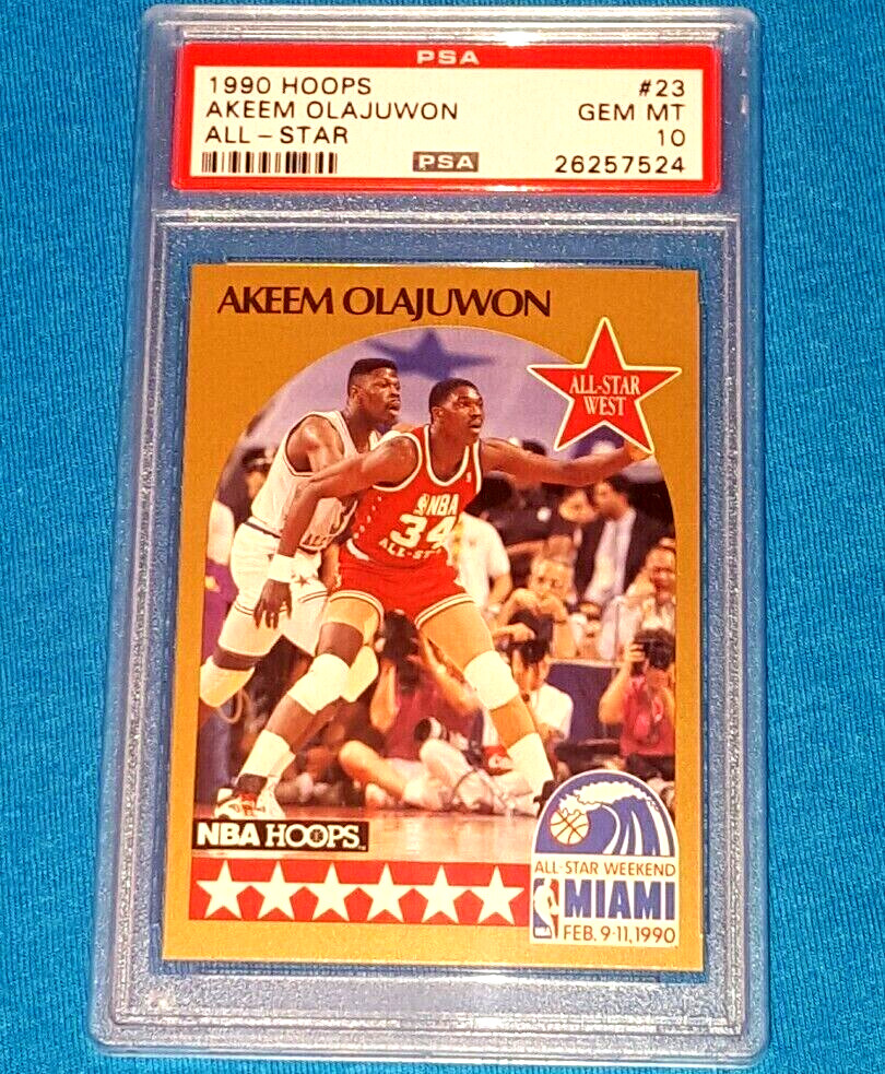 1990 NBA HOOPS #23 ALL STAR HAKEEM OLAJUWON PSA 10 GEM MINT 🔥