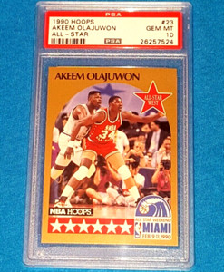 1990 NBA HOOPS #23 ALL STAR HAKEEM OLAJUWON PSA 10 GEM MINT 🔥