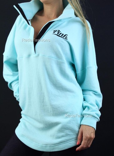 Victoria's Secret PINKES Sweatshirt Viertel Druckknopf Mockneck Logo neu mit Etikett - Bild 1 von 2