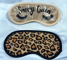 Leopard Skin Pattern & Snooze Queen Sleep Eye Mask - Sleep Aid - Lot Of 2