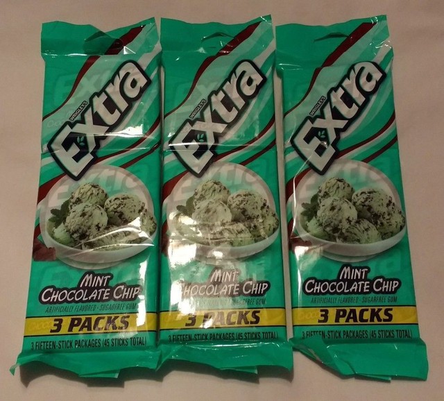 54 Sealed Packs of Wrigleys Extra Mint Chocolate Chip Sugarfree Gum
