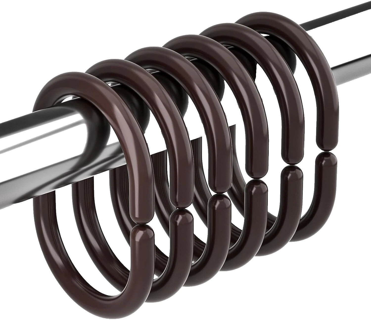 Los Ganchos para cortina de ducha de plástico marrón