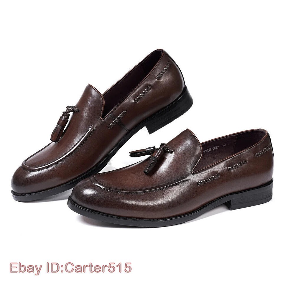 Men's Tassel Loafers Genuine Leather Shoes Office Wedding Dress Shoes