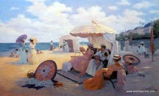 Christa Kieffer Artists Proof-A  Day at the Beach  Art  Print 20 x 20